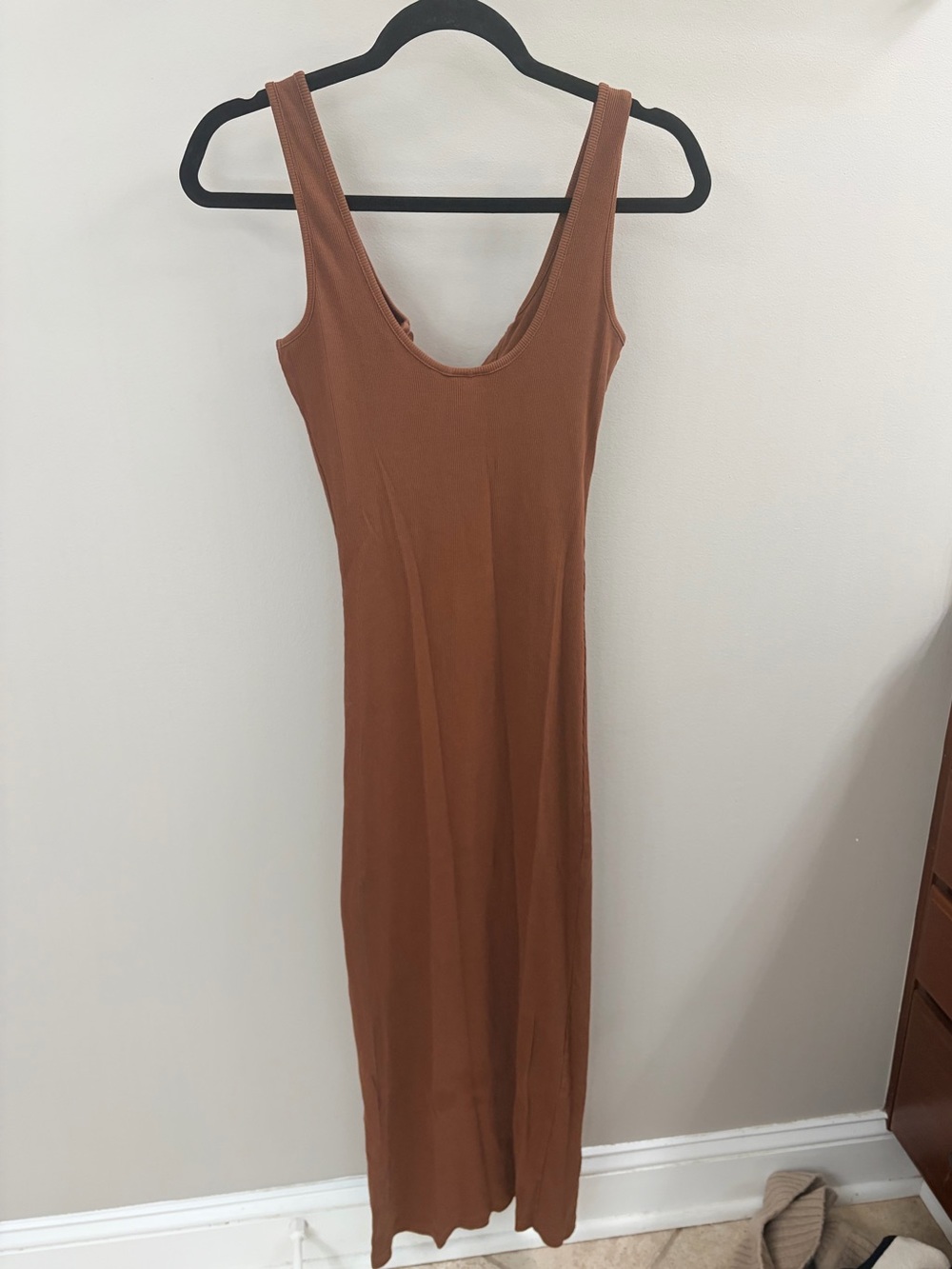 ASOS Chocolate Brown Ribbed Button-Front Dress - Picture 5 of 7